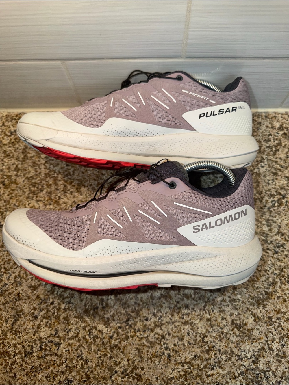 Salomon Women's Pulsar Trail Shoes - Dusty Pink & White
